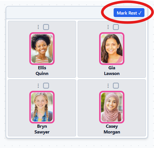 Table-level Mark Rest button on a table