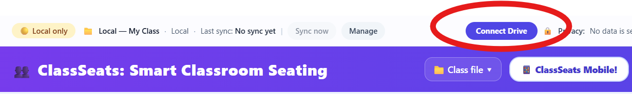 Header bar with Connect Drive highlighted