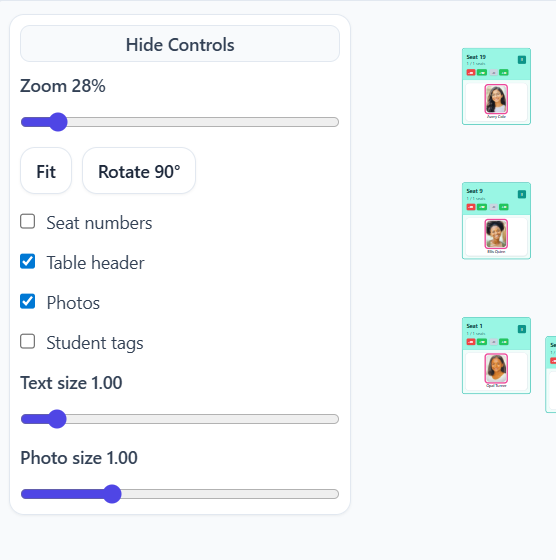 Full-screen controls panel with zoom, fit, rotate, and display toggles