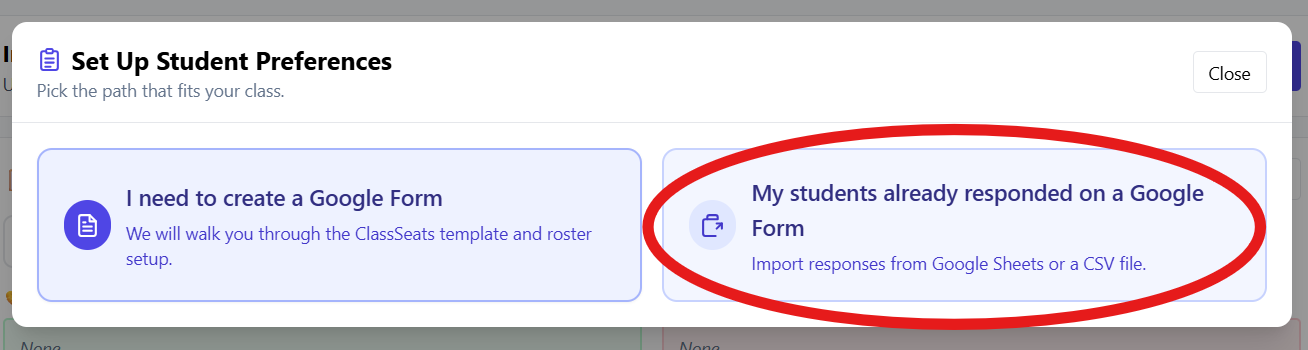 Wizard option for students who already responded