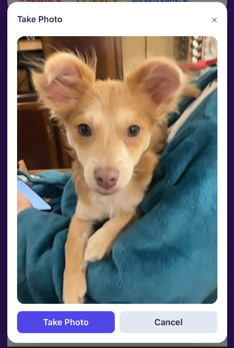 Camera capture screen in ClassSeats Mobile