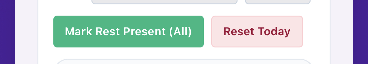 Mark Rest button in the mobile attendance control bar