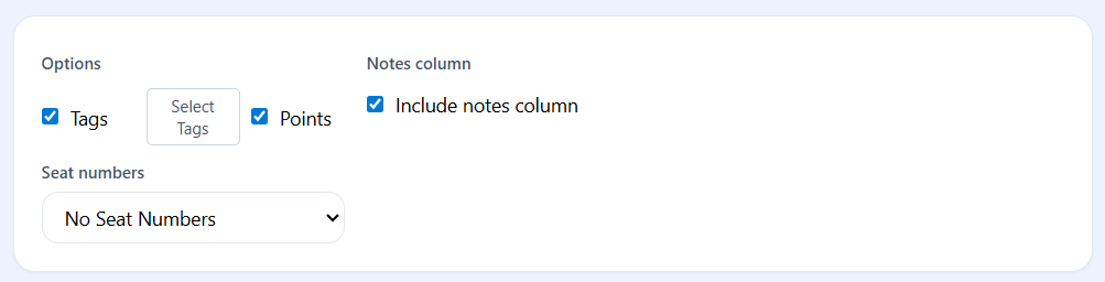 Roster options section