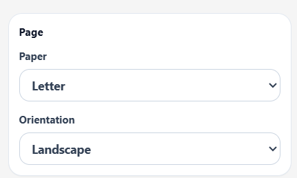 Paper and orientation controls in the Print Layout Editor