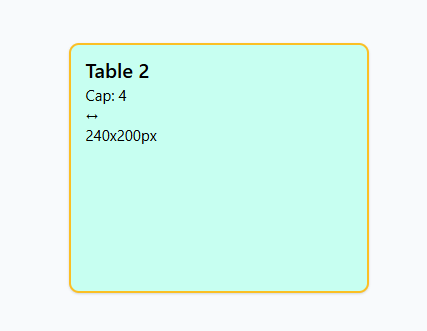 Selected table highlighted in the seating arrangement editor