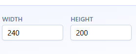 Width and height controls for a selected table