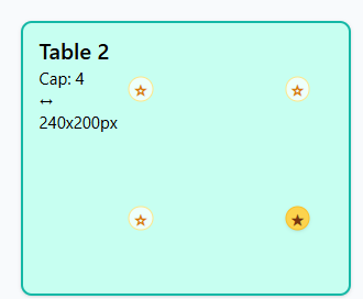 Seating chart with a filled star for a preferred seat