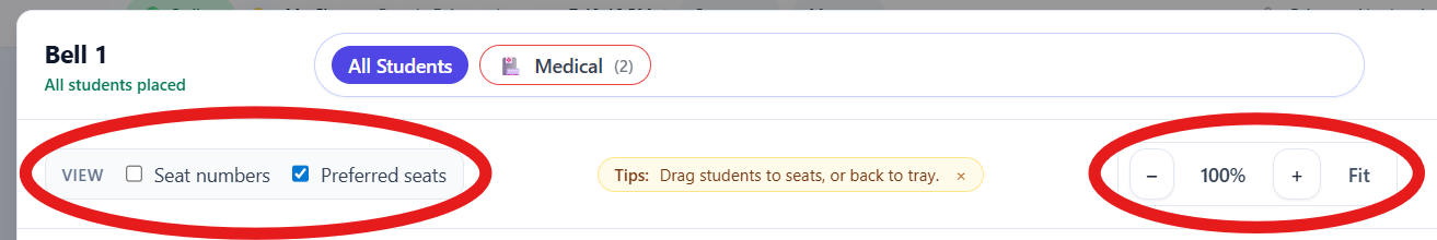 Top toolbar with zoom controls and toggles