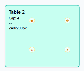Seating chart with an outline star for an unselected seat